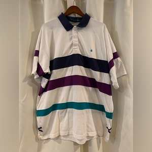 Vintage Knights of Round Table Polo Shirt Adult Big 4X Multicolor Stripes Collar